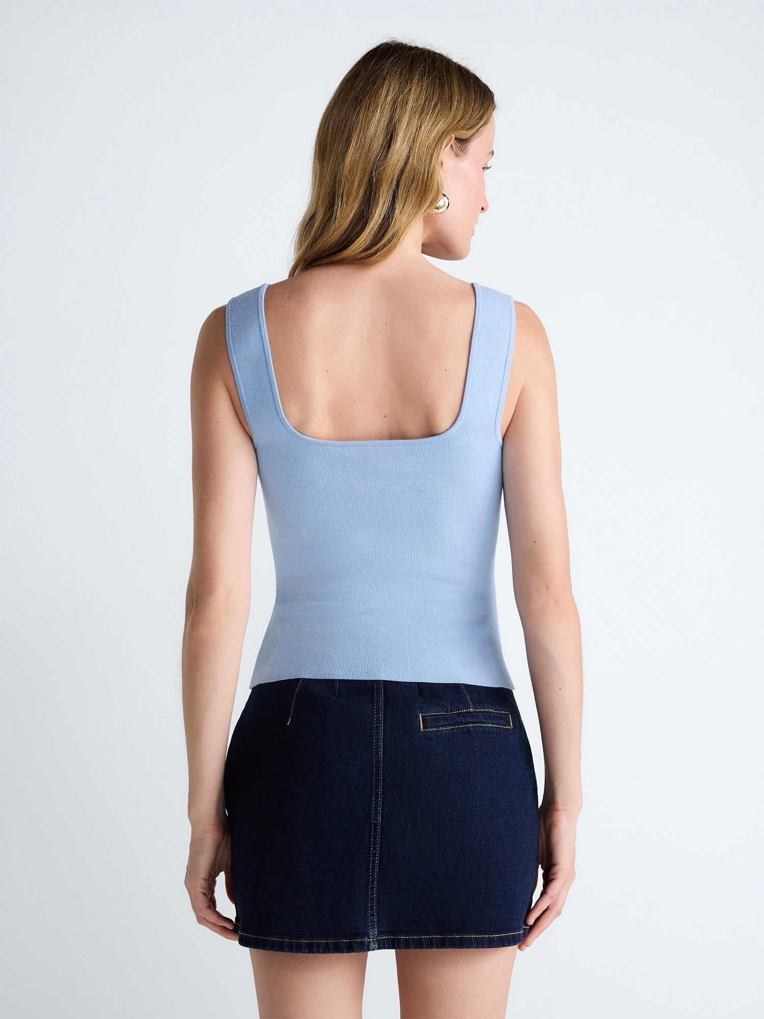 Scoop Women's Square Neck Sweater Tank Top, Sizes XS-XXL