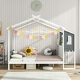 thumbnail image 4 of Gymax Full Size Kids House Bed w/ Study Desk & Removable Box Drawers Hanging Hooks, 4 of 10