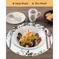 thumbnail image 3 of 13 Inch Round Placemats Set of 6, Black Leaves Non Slip Heat Insulation PP Table Mats, Summer Botanical Washable Place Mats for Kitchen Dining Party Table Decor, 3 of 7
