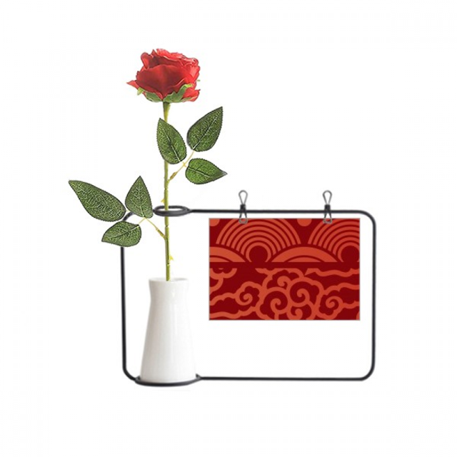 Auspicioso nubes olas patrón chino estilo japones Botella de decoración de jarrones colgantes de flores rosas artificiales
