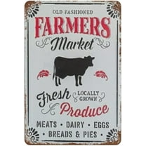 5.5x8 Inch Vintage Metal Tin Sign Entry Hanging Farmhouse Metal Sign Wall Decor, Large Metal Farmhouse Sign Waterproof Farmer'S Market Vintage Wall Art Sign For Farmhouse Kitchen