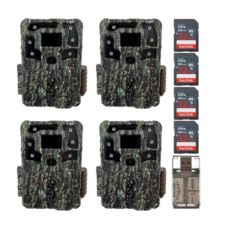 Browning Strike Force Pro X 1080 Trail Camera with 32GB, and SD Card (4-Pack)