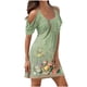 thumbnail image 2 of Puntoco Vestido Casual De Mujer Con Cuello Redondo Y Manga Corta Con Hombros Descubiertos, Vestido De Manga Corta Con Cuello Redondo, Verde Xxxxl,Regalos Para Mujer Joven, 2 of 5