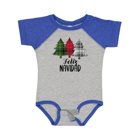 

Inktastic Feliz Navidad Plaid Trees Gift Baby Boy or Baby Girl Bodysuit