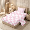 thumbnail image 2 of Homewish Casual Checkerboard Twin Sheets 3pcs for Girls, Vintage Plaid Bedding, Blush Pink,1 Fitted Sheet, 1 Flat Sheet and 1 Pillowcase, 2 of 6