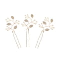 thumbnail image 1 of EeaseCA 3 Pcs Épingles à Cheveux en Forme de U Perles Feuilles Bâtons à Cheveux Accessoires pour Cheveux de Mariée, 1 of 8