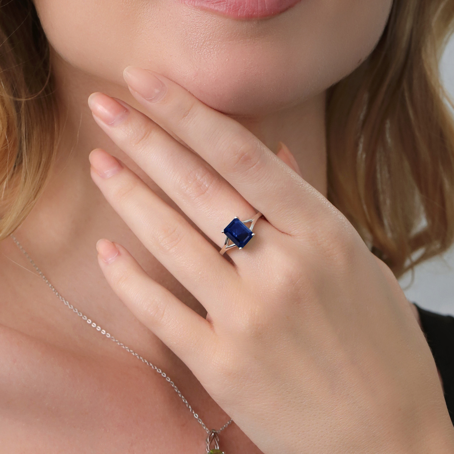 Gem Stone King 2.45 Cttw Blue Sapphire Solitaire Engagement Ring for Women | 925 Sterling Silver | Emerald Cut 9X7MM | Gemstone September Birthstone | Available in Size 5,6,7,8,9