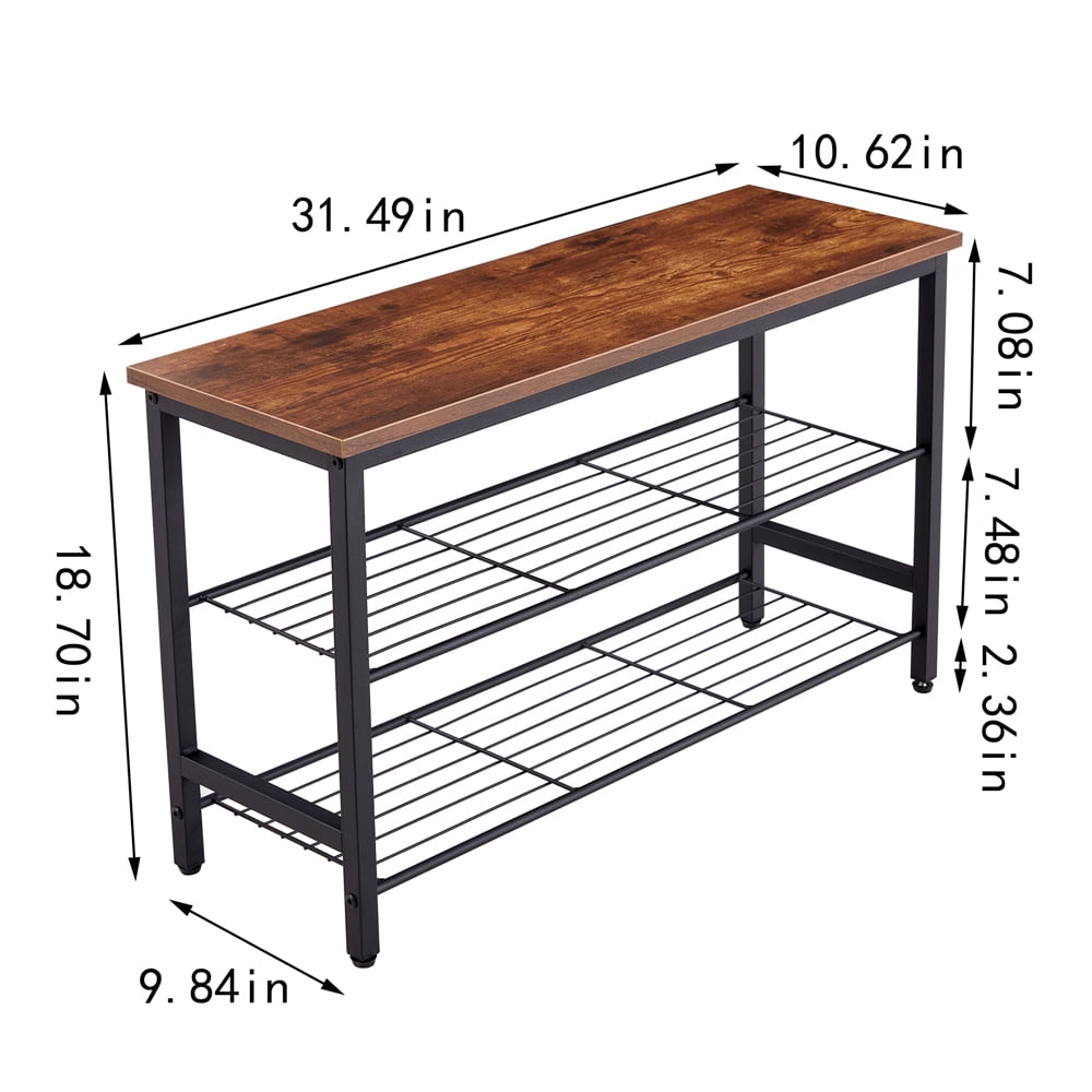 Private Jungle 3-Tier Metal Shoe Rack, Multifunctional Shoe Storage Shelf Stand with MDF Top Board, Rustic Brown Private Jungle 3-Tier Metal Shoe Rack, Multifunctional Shoe Storage Shelf Stand with MDF Top Board, Rustic Brown