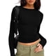 thumbnail image 3 of Camiseta ajustada Nikou Top de mujer cuello redondo manga larga, 3 of 7