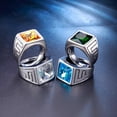 thumbnail image 3 of PAURO Men's Stainless Steel Vintage Square Agate Gemstone Ring High Polished Silver Side,Black Size 8, 3 of 4