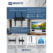 Mount-It! Low Profile TV Wall Mount Tilt Bracket for Flat Screens, Fits 32-55 TVs, 77 lbs. Capacity