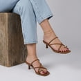 thumbnail image 3 of Cushionaire Maui Strappy Womens Sandals with Kitten Heels – Vegan Leather Square Toe Dress Sandals for Women with Dressy Metal Accent Toe Loop, 3 of 25