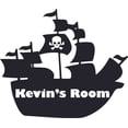 thumbnail image 1 of Skull Flag Pirate Ship Personalized Name Custom Names Pirate Ship Wall Decals - Boys Room Pirates Ships Kids Decor Sticker Room Decoration for Bedrooms - Stickers Sticker Boy Designs Size (20x40 inch), 1 of 1
