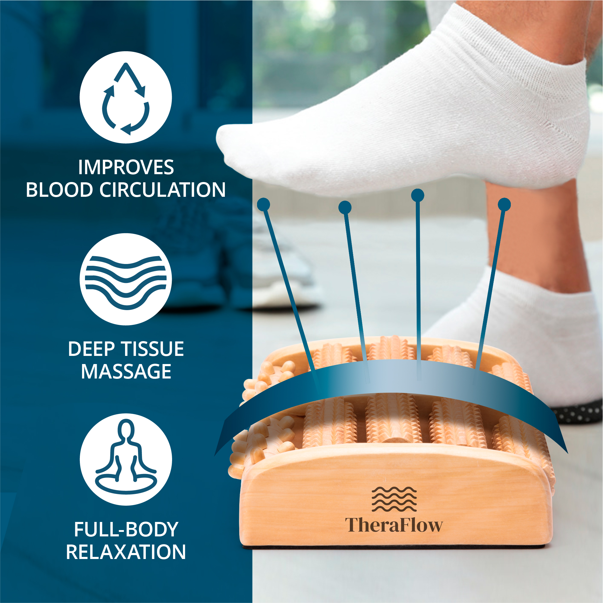 Theraflow Dual Wooden Foot Massager for Women and Men - image 2 of 7