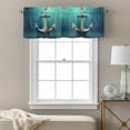 thumbnail image 3 of Teal Ombre Anchor Kitchen Curtain Valances for Windows Farmhouse Short Curtains, Coastal Nautical Metal Luster Anchor Rod Pocket Valance Curtain for Bedroom Cafe Living Room 54"x18", 3 of 8