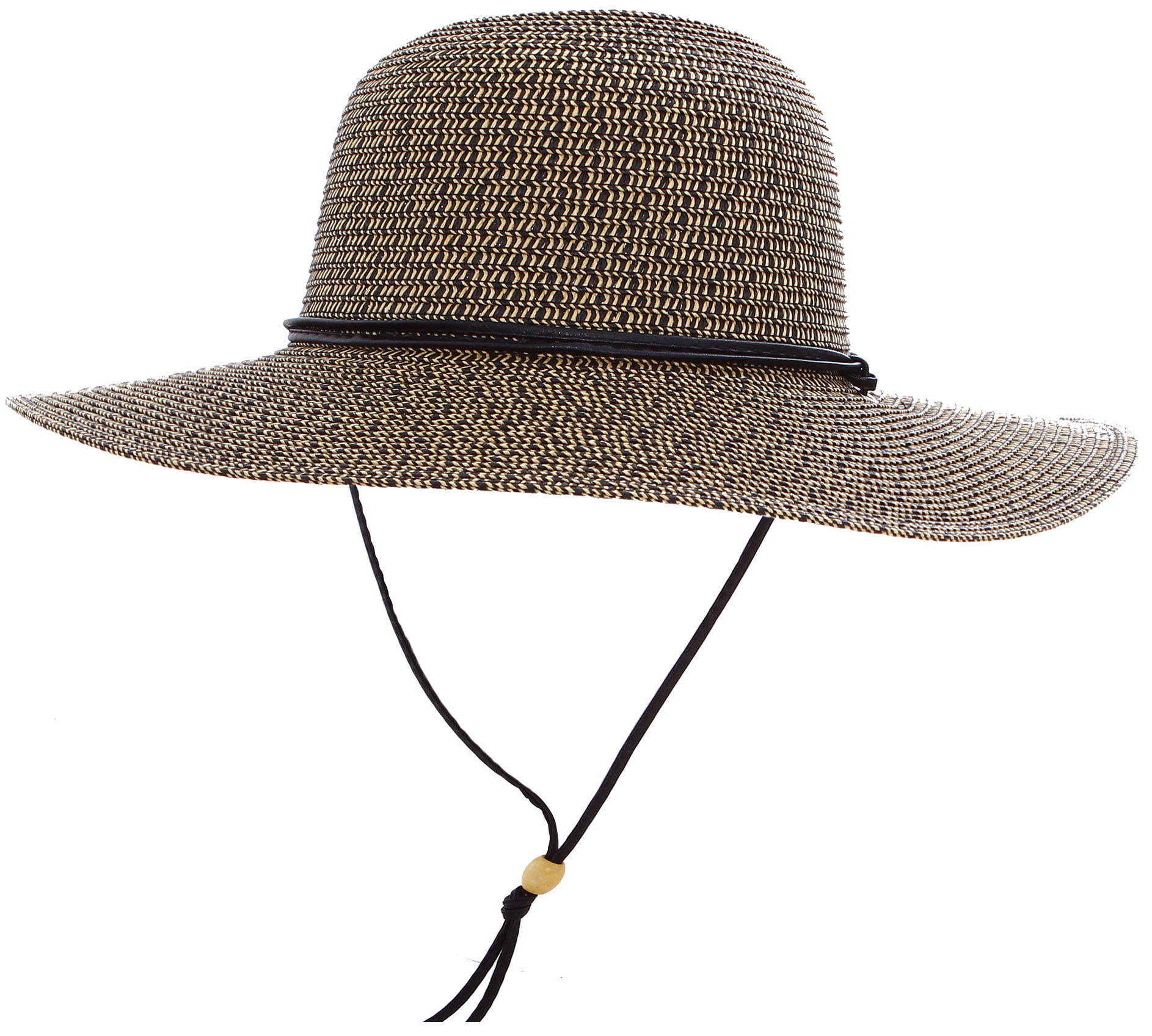 One size 57cms. Ladies Brown Crushable Straw Hat with Printed Band