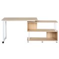 thumbnail image 5 of HomCom L-Shaped Computer Corner Desk and Rotating Shelf Combo for Home Office, Oak Color, 5 of 9