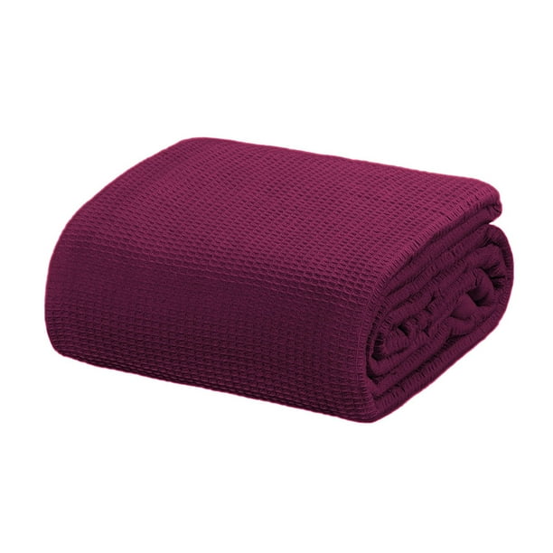 Crover Cobija Térmica de Algodón Waffle para Todas las Estaciones Tamaño Queen Color Ciruela