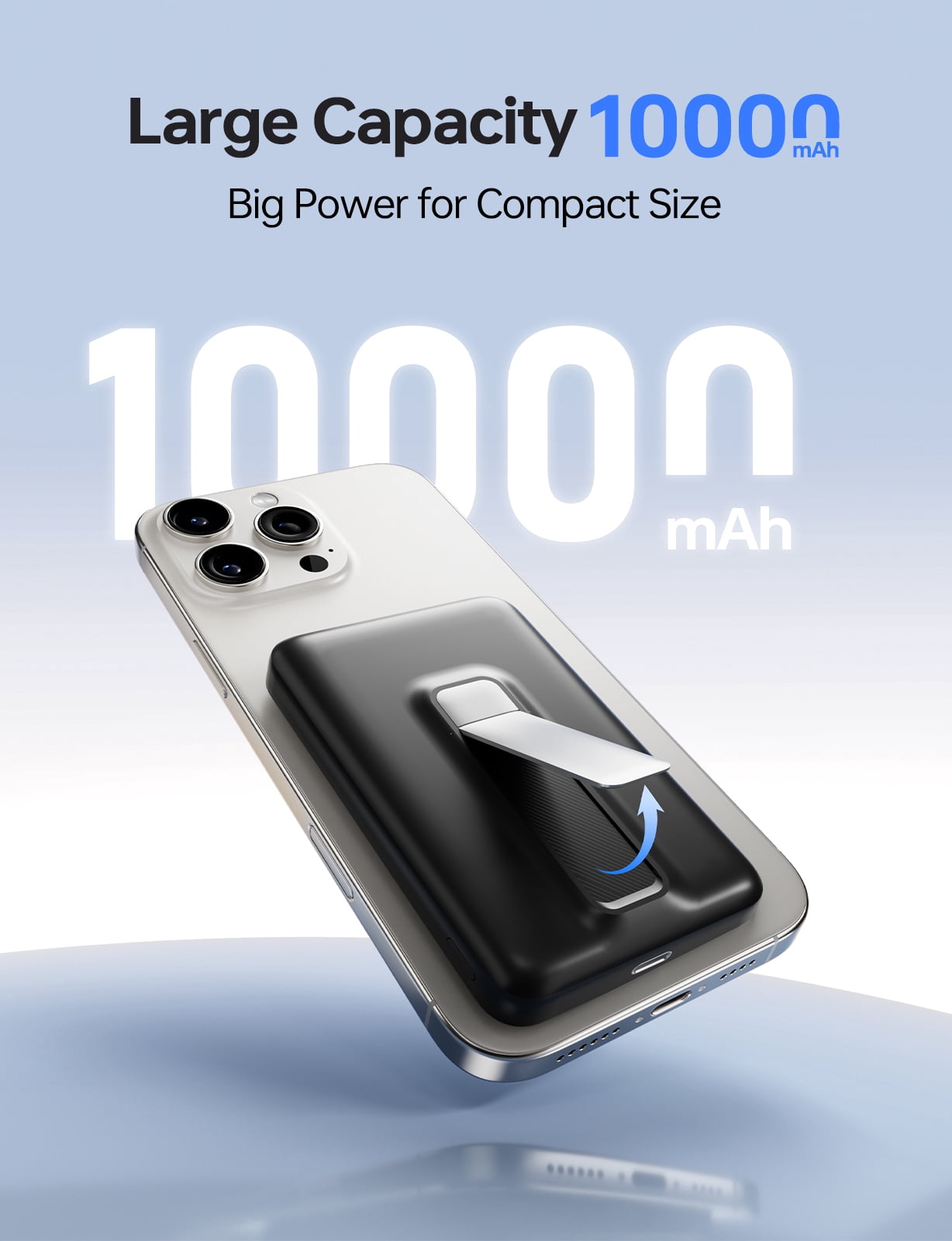 Magnetic Portable Charger,10000mAh Wireless Magnetic Power Bank with USB C Charging and stand, Travel Essential for Battery Pack Compatible with iPhone 17/air/16/15/14/13/12