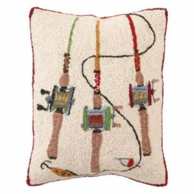 Peking Handicraft 30TA142C18OB 14 x 18 in. Fishing Rods Hook Pillow