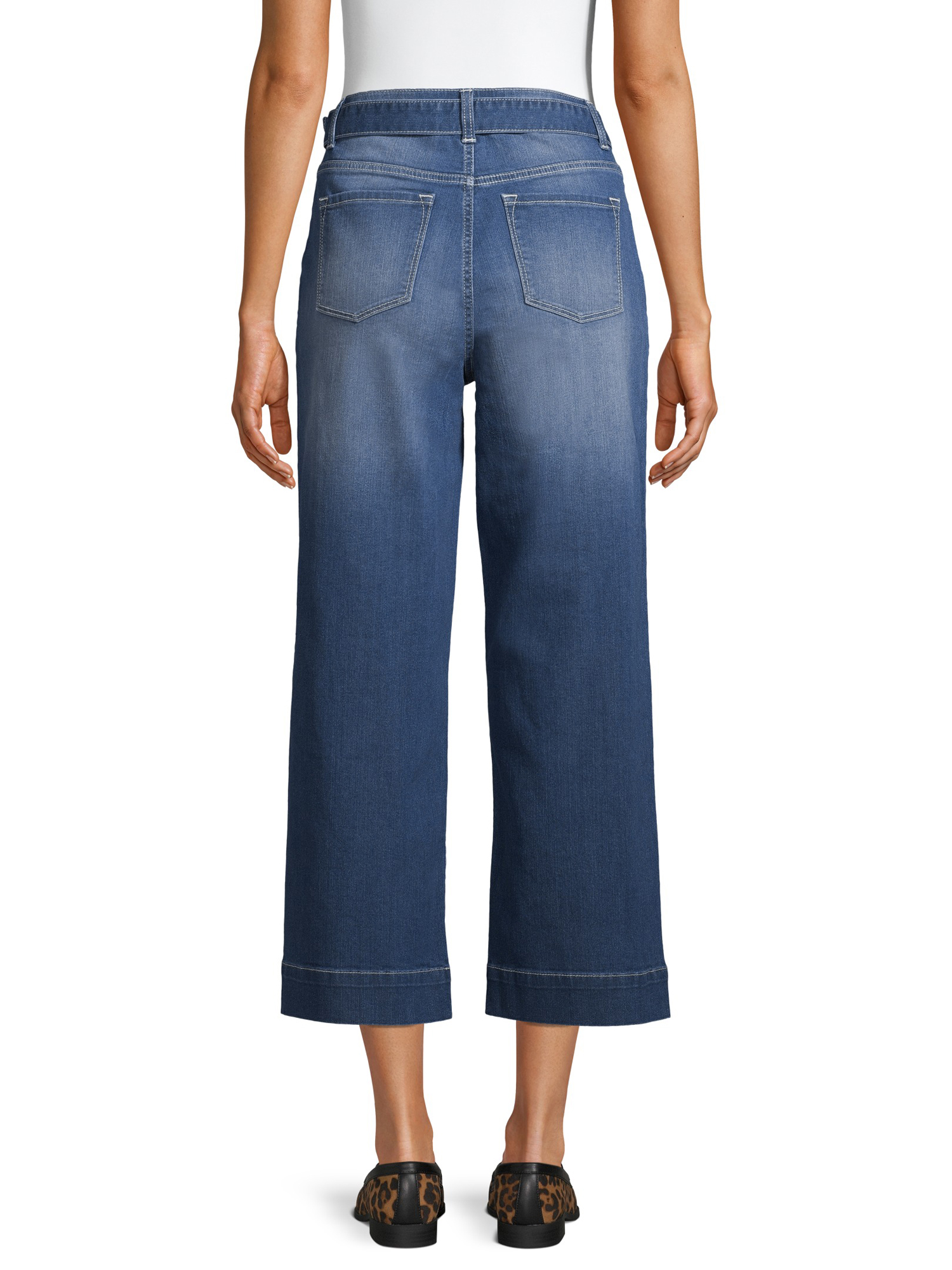 Time and Tru Wide Leg Welt Pocket Capri Jeans - Walmart.com
