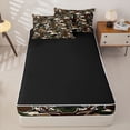 thumbnail image 4 of Castle Fairy Classic Camo Outline Deer Zipper Twin Comforter Sets with Fitted Sheet and 2 Pillowcases,Abstract Camouflage Animal Zipper Bedding Set,Olive Brown Cream,Black Reversible,4-Piece, 4 of 6
