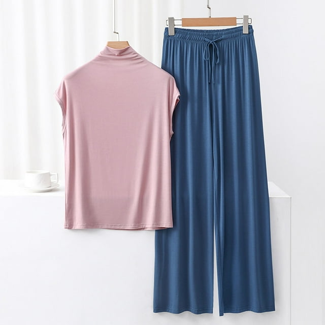 Weiqiqre Pyjama pour Femmes Ensemble Pyjama Rafraîchissant Ensembles Assortis d'Été Manches Courtes Ensemble de Détente Femmes