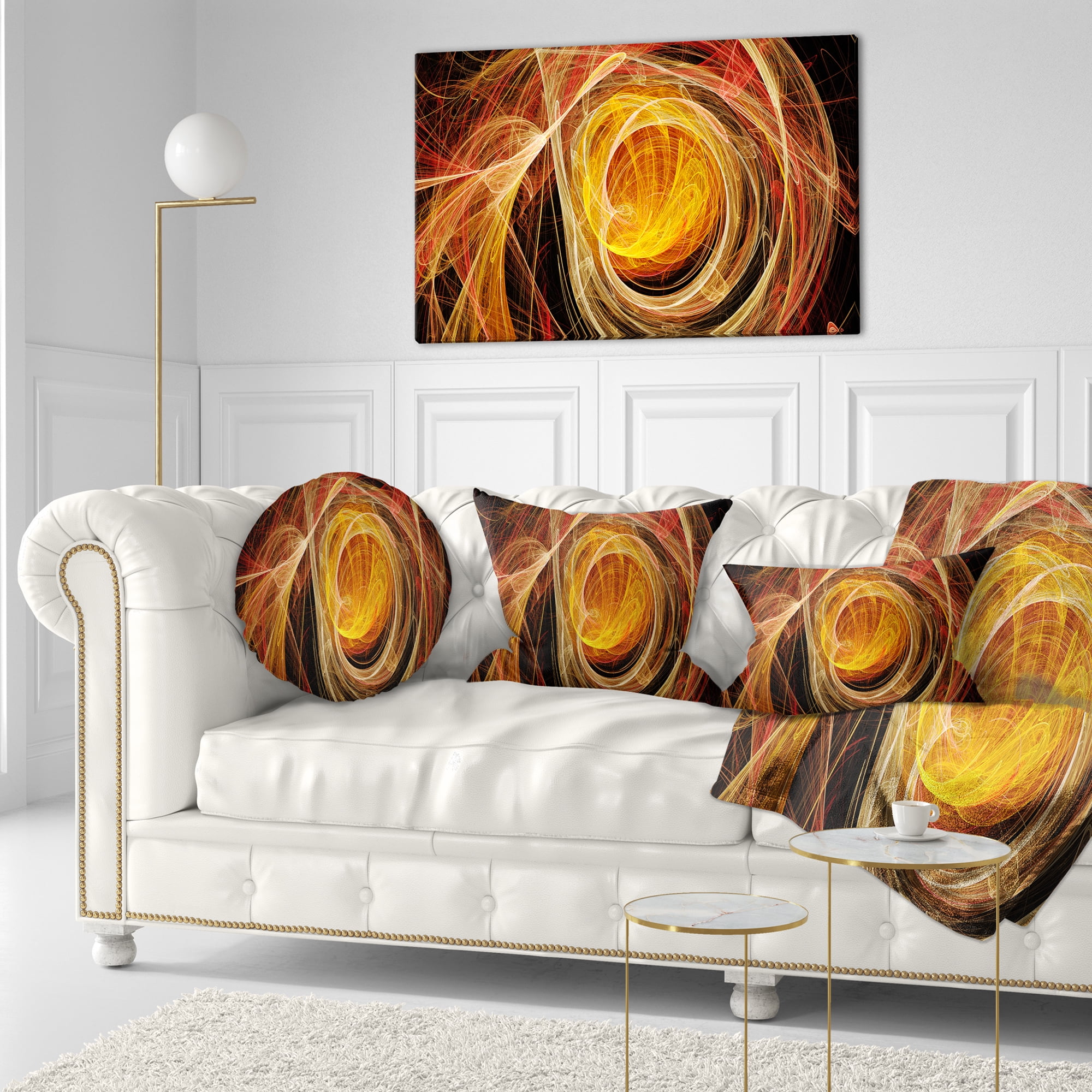Designart Orange Ball of Yarn - Abstract Throw Pillow - 12x20