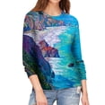 thumbnail image 1 of TWZH Women Landscape Graphic 3D Print Crew Neck Long Sleeves Top, 1 of 4