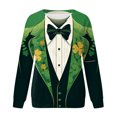 thumbnail image 5 of VBARHMQRT Chandail à Capuchon Couverture Portable Femmes St Pa Day T-Shirts Col Rond Chandail Vert Manches Raglan Chandail à Enfiler Hauts Amples Convenant Hauts Habillés, 5 of 5