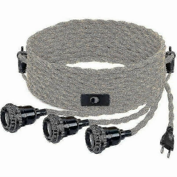 Diy Pendant Light With Hemp Rope Textile Cable Hanging Lamp 3e27 With Switch And Plug Retro Lamp 9 Meters Of Cable Lamp For Dining Table Cafe Li