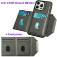 thumbnail image 2 of Allytech Detachable Magnetic Wallet Case for iPhone 12 Pro Max, 2 in 1 Slim Thin Wallet Case with Credit Card Slots, Shockproof Premium PU Leather Kickstand Cover Case - Gray, 2 of 6