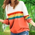 thumbnail image 4 of Womens Long Sleeve Crewneck Color Block Sweatshirt Tops Casual Striped Printed Loose Fit Shirts Blouses Tunic Tops, 4 of 7