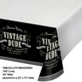 thumbnail image 3 of Pack of 6 White and Black "Vintage Dude" Disposable Banquet Party Table Covers 108", 3 of 3