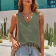 thumbnail image 4 of Karight Womens V Neck Cropped Linen Tank Tops Spring Summer Sleeveless Shirts, 4 of 9