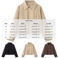 thumbnail image 3 of Vynhevius Women Jacket Solid Lapel Button Cropped Long Sleeve Casual Outerwear Top, 3 of 9