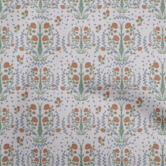 oneOone Polyester Spandex Rust Brown Fabric Asian Suzani Floral Sewing Craft Projects Fabric Prints By Yard 56 Inch Wide