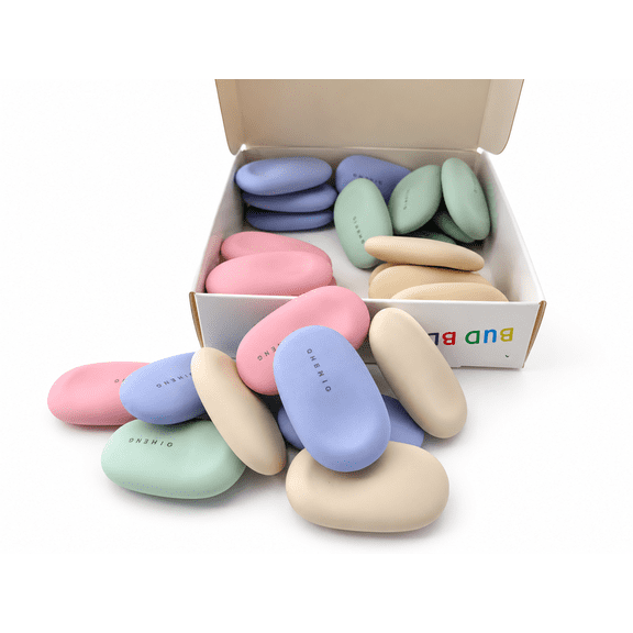 28 Pack Oval Erasers with Storage Box, Soft Pastel Color Pencil Erasers for Writing and Creative Use