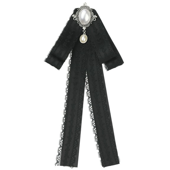 INSPIRE CHIC Women's Lace Pre-Tied Bow Tie Retro Bowknot Pin Bowties Satin Brooch Black