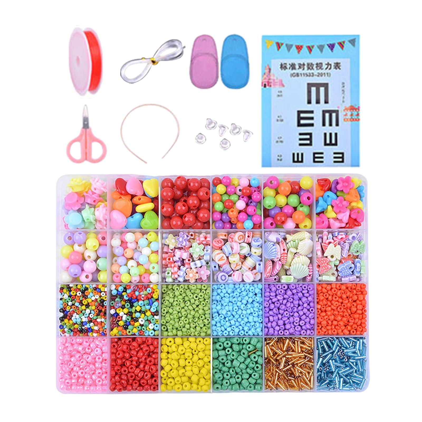 FVDPWYE Colorful Beads Loose Elastic Wire Letter Beads Square Beads Round Bead for Craft Style B