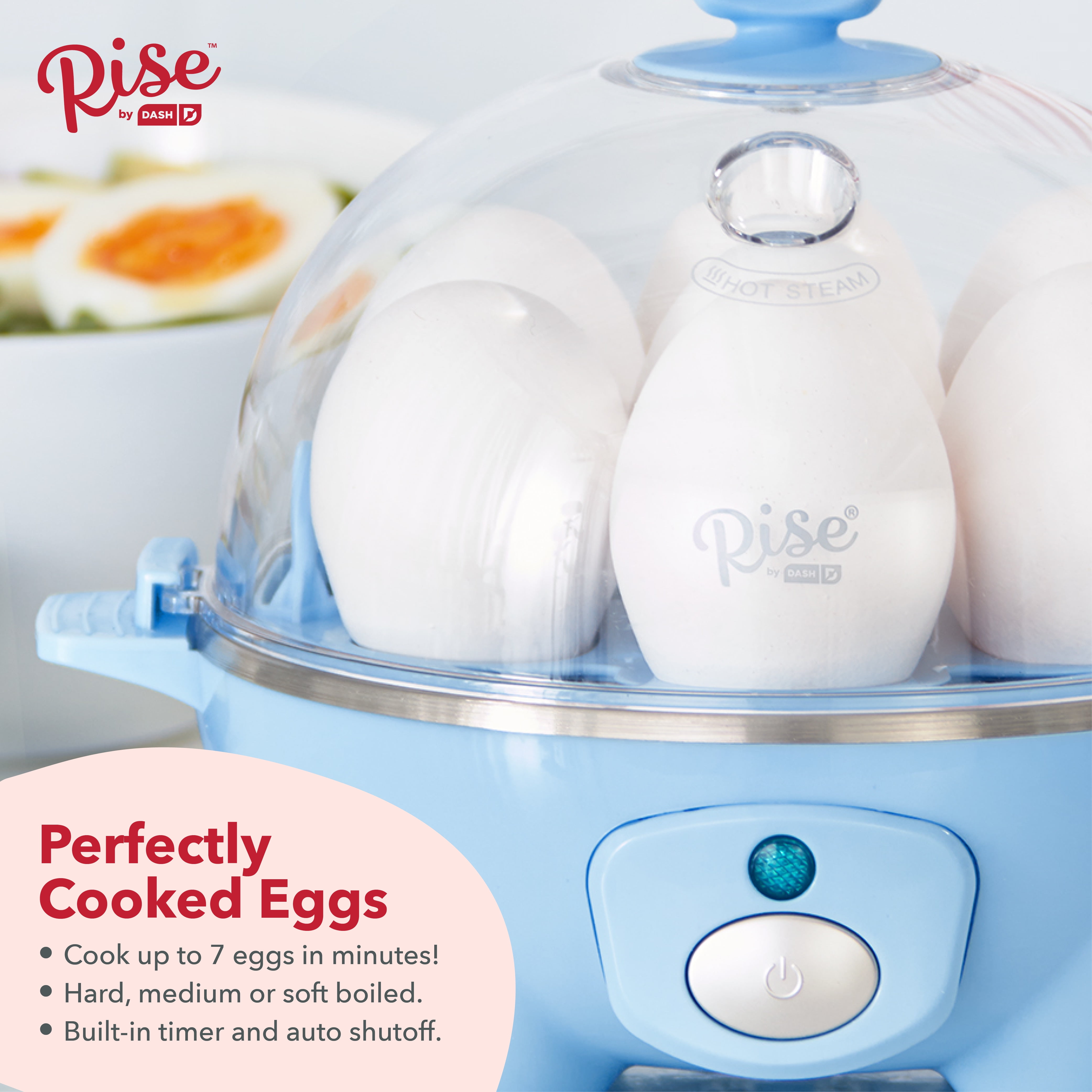 DASH Everyday Rapid Egg Cooker 7 Egg Capacity 360W Blue Hard Soft Boiled  Poached