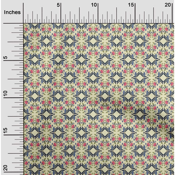 oneOone Georgette Viscose Fabric Leaves & Floral Artistic Decor Fabric Printed BTY 42 Inch Wide