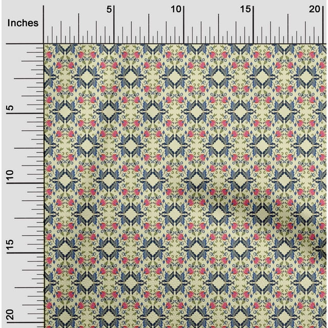 oneOone Popeline de Coton Feuilles & Imprimé Artistique Floral Tissu BTY 42 Pouces de Large