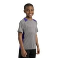 thumbnail image 4 of Sport Tek Teen Unisex Regular Heather Colorblock T-Shirt Vnt He/Purple Small, 4 of 5