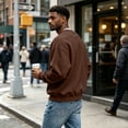 thumbnail image 4 of Delconic Men's Sweatshirts Soft Long Sleeve Crewneck Sweatshirt Midweight Fleece Sweat Shirt Breathable Pullover Sweater S-3XL Coffee S, 4 of 6