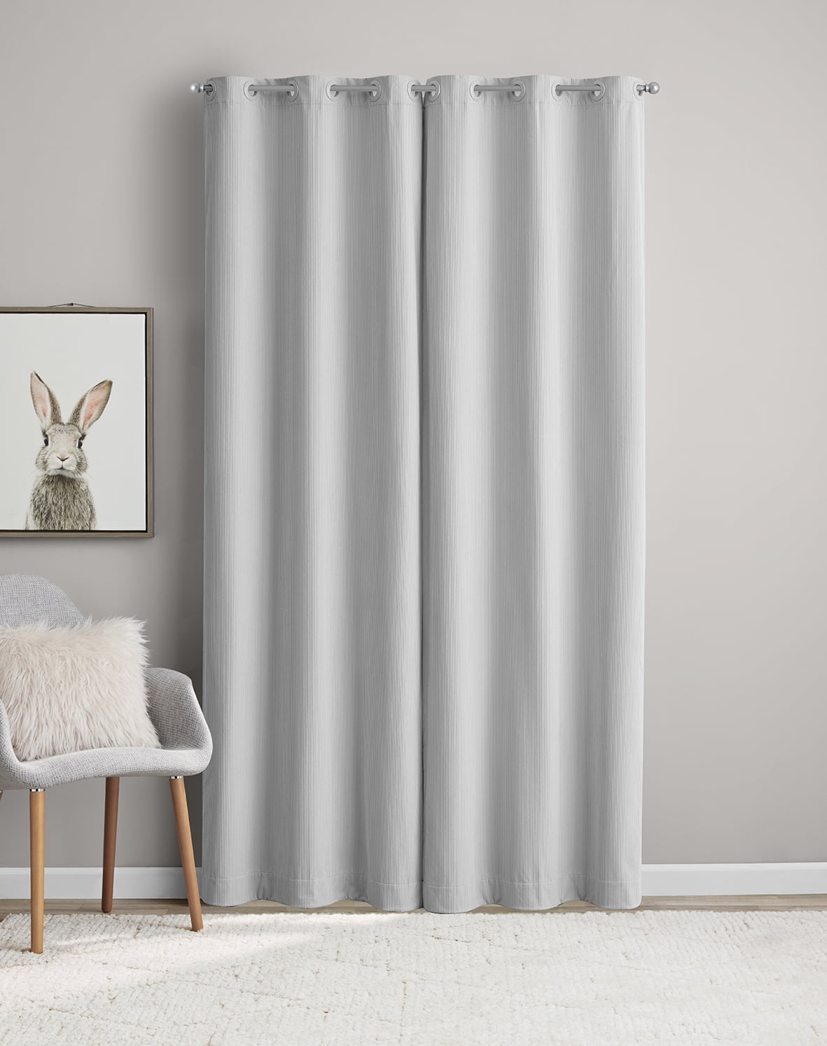 (2 pack) Your Zone Corduroy Blackout Grommet Curtain Panel,1 Panel, Soft Silver, 38"W x 84"L