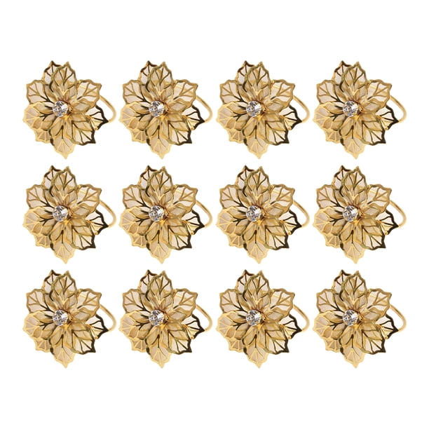 Yuarrent 12 pack/lote servilleteros clásicos para decoraciones de Nochevieja hoteles servilleteros de Metal borde Decoración del hogar Oro