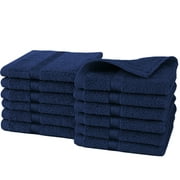 Canadian Linen Color Basic Economy Washcloths 12"X12", 400 GSM, Soft Absorbent Quick Dry Cotton Face Towels, Navy Blue, 12 Pack