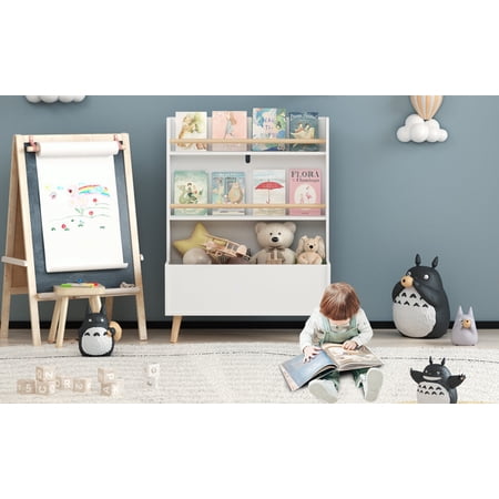 Kids Furniture Kids Bookshelf Book and Magazine Rack Book Organizer toy Storage Cabinet Organizer White Baby Furniture