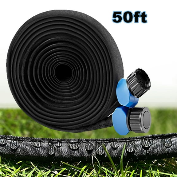 Rolarhola Garden Flat Soaker Hose 50 Ft for Garden Beds, Water Hose Linkable Irrigation System Lightweight and Easy Gardening Yard Work Watering Plants and Flowers